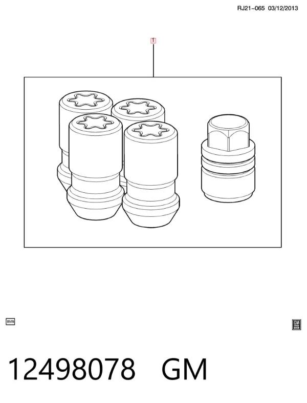 Гайки колесные 12498078 General Motors