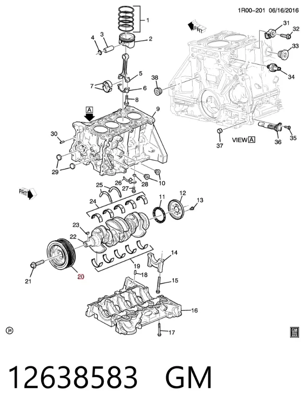 Шкив коленвала 12638583 General Motors