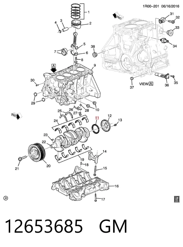 Сальник коленвала задний 12653685 General Motors