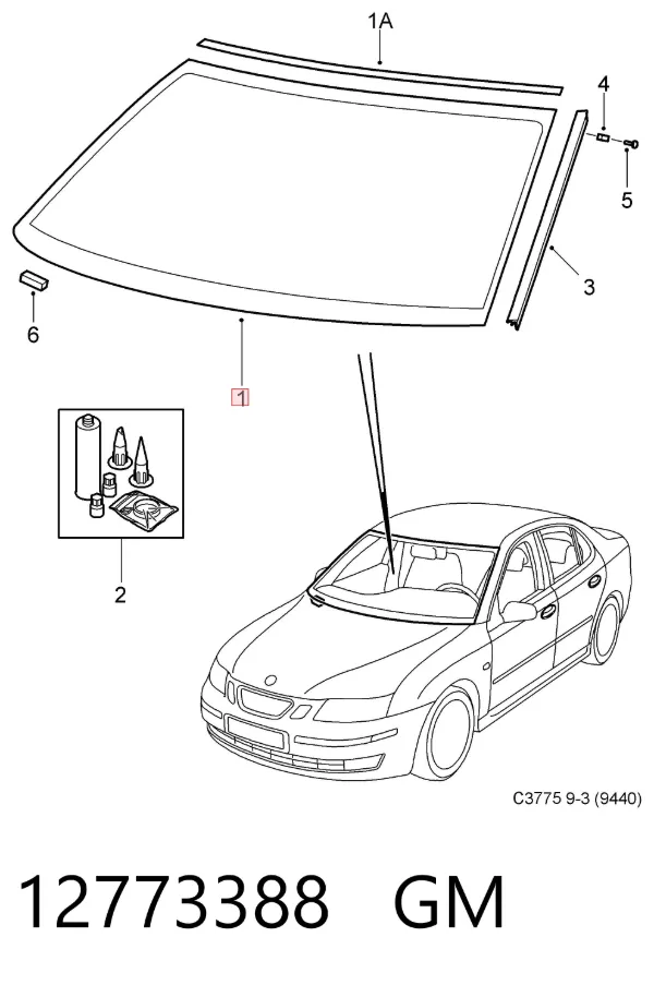 Лобовое стекло 12773388 General Motors
