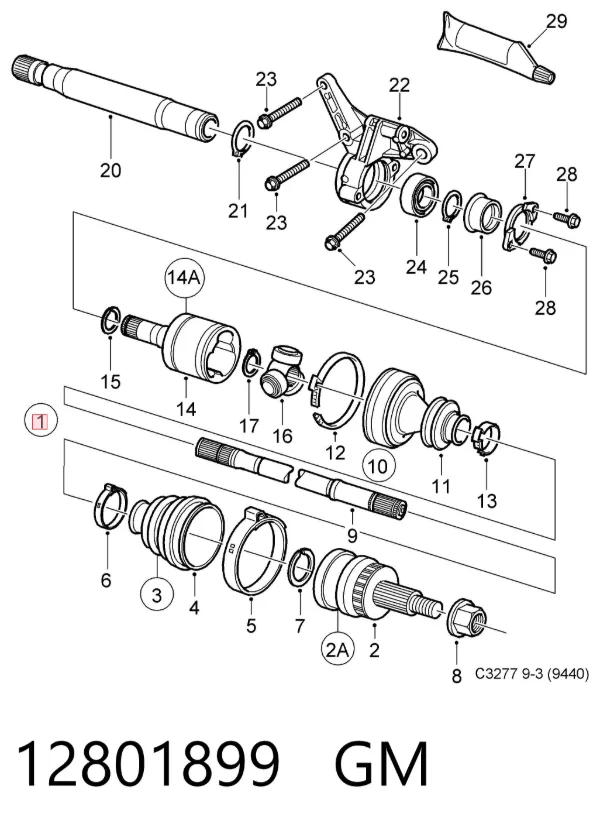 Полуось передняя 12801899 General Motors