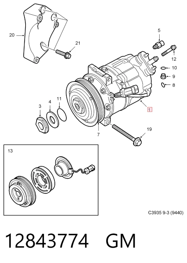 Компрессор кондиционера 12843774 General Motors