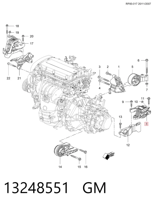 Подушка трансмиссии (опора коробки передач) левая 13248551 General Motors