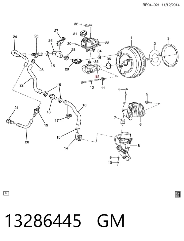 Главный тормозной цилиндр 13286445 General Motors