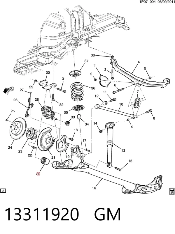 Сайлентблок задней балки 13311920 General Motors