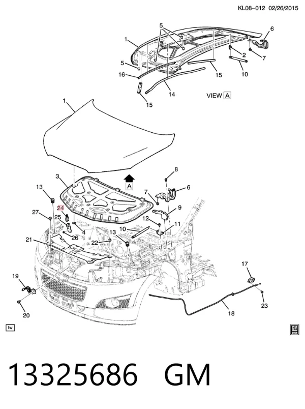 Датчик открывания капота 13325686 General Motors