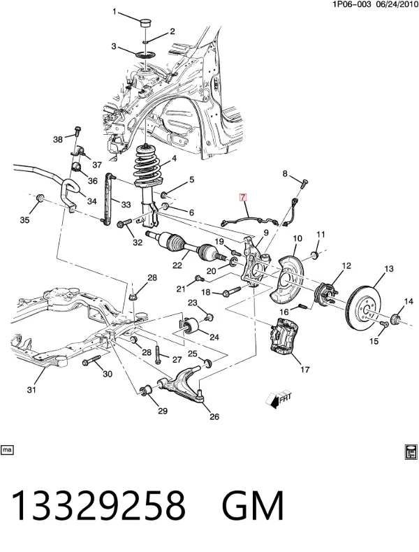 Датчик АБС передний 13329258 General Motors