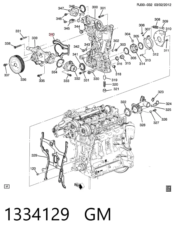 Прокладка водяной помпы 1334129 General Motors