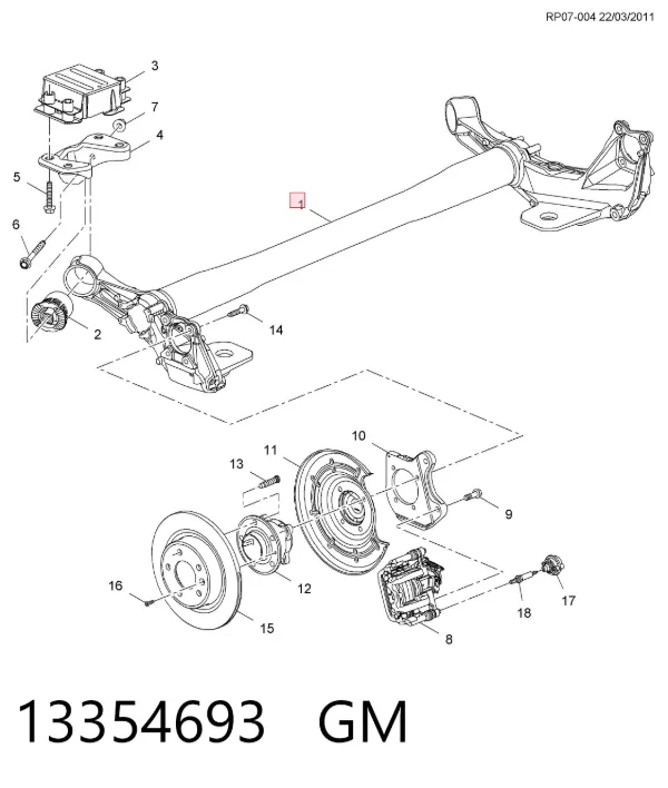Подрамник задний 13354693 General Motors