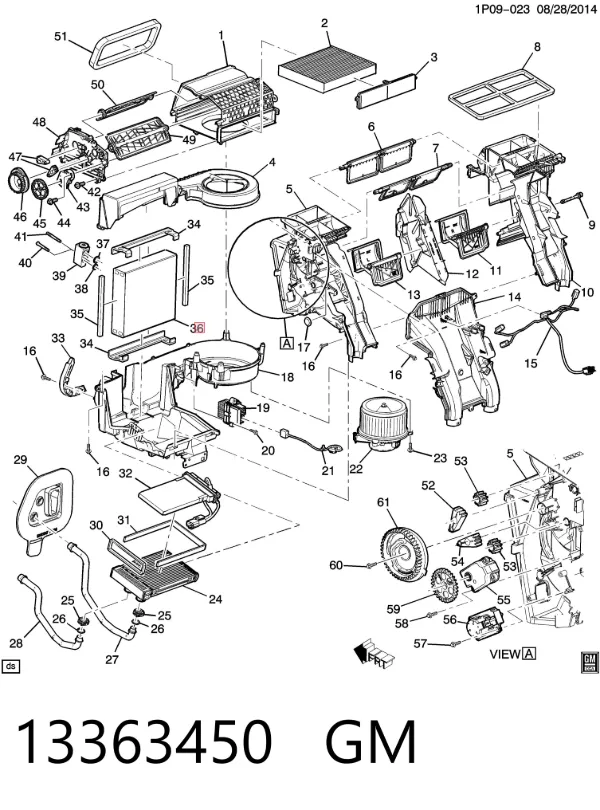 Испаритель кондиционера 13363450 General Motors