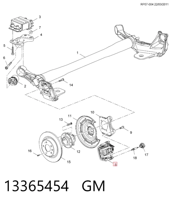 Суппорт задний левый 13365454 General Motors