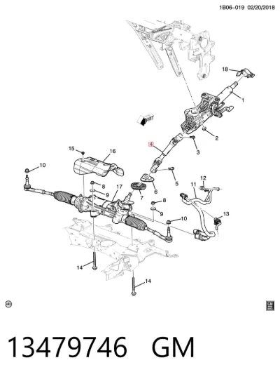 Вал рулевой колонки нижний GM 13479746