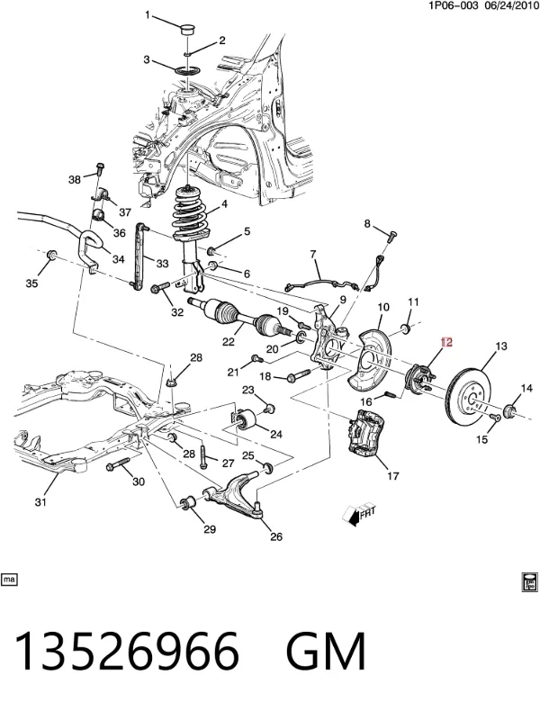 Передняя ступица 13526966 General Motors