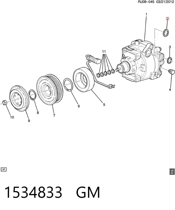 Кольцо уплотнительное шланга компрессора обратного 1534833 General Motors
