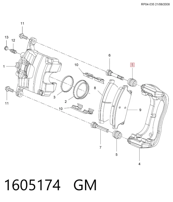 Ремкомплект суппорта 1605174 General Motors