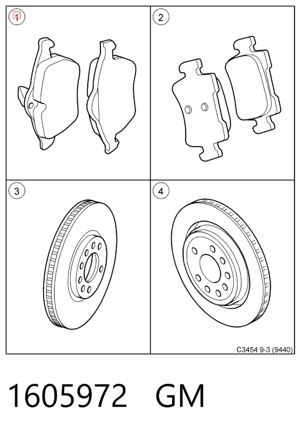 Передние тормозные колодки 1605972 General Motors