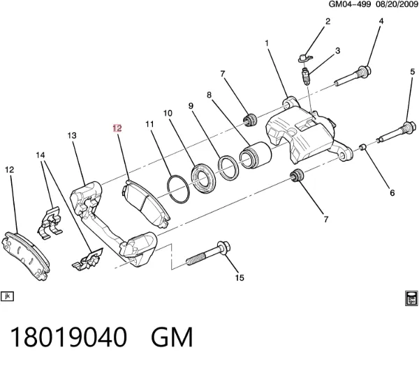 Задние тормозные колодки 18019040 General Motors