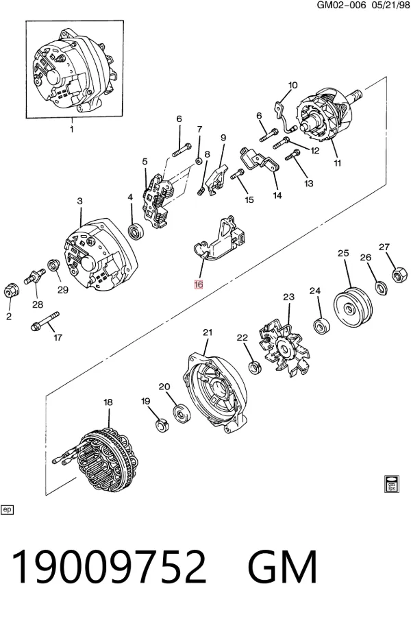 Реле генератора 19009752 General Motors