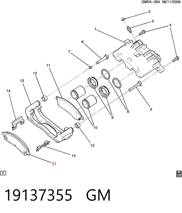 Передние тормозные колодки 19137355 General Motors