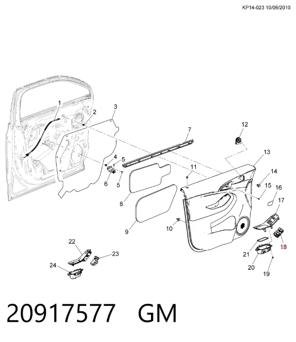 Кнопочный блок управления стеклоподъемником передний левый 20917577 General Motors