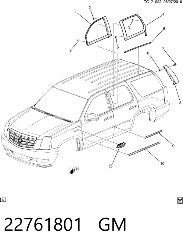 Молдинг крыла переднего правого 22761801 General Motors