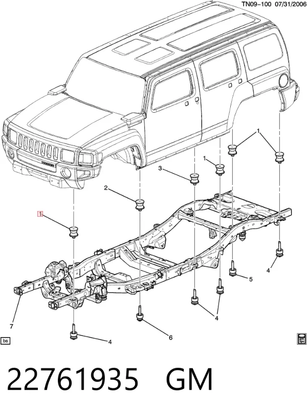 Подушка рамы (крепления кузова) 22761935 General Motors