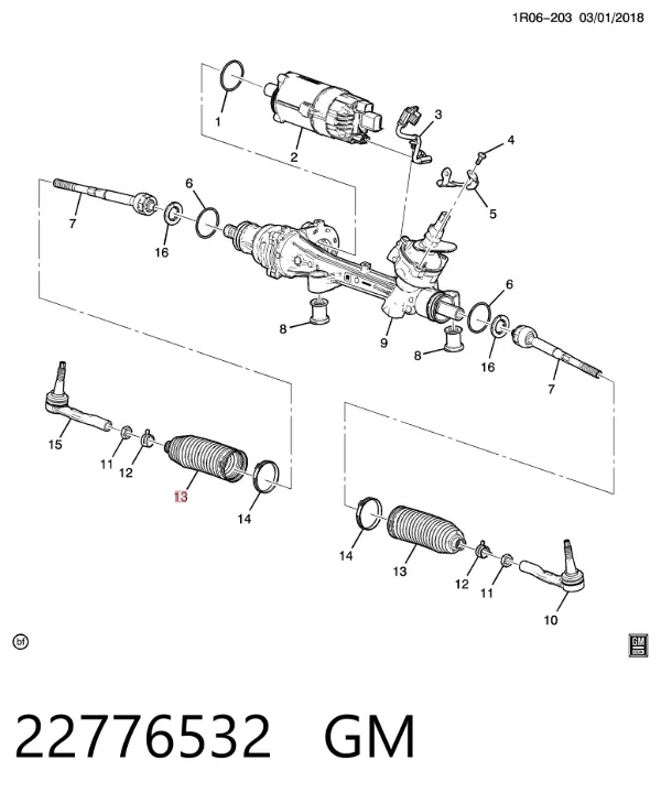 Пыльник рулевой рейки 22776532 General Motors