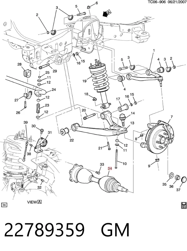 Полуось передняя 22789359 General Motors