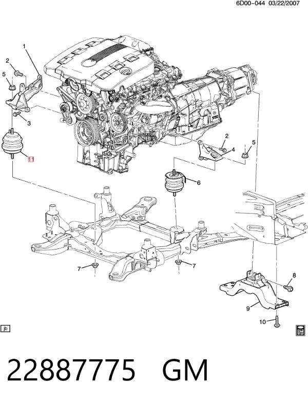 Правая подушка двигателя 22887775 General Motors