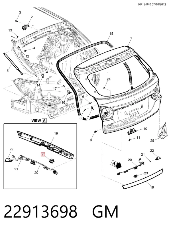 Камера заднего вида 22913698 General Motors