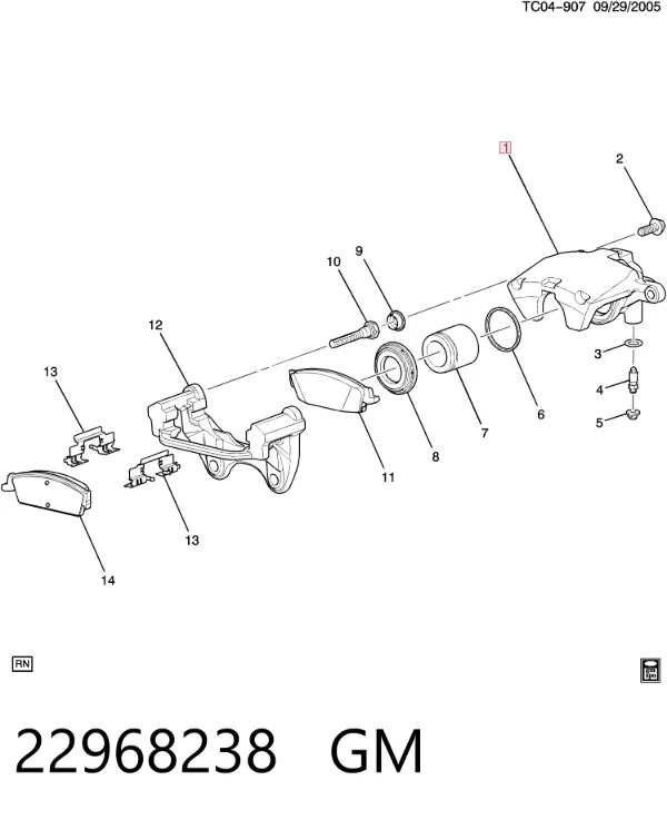 Суппорт задний левый 22968238 General Motors