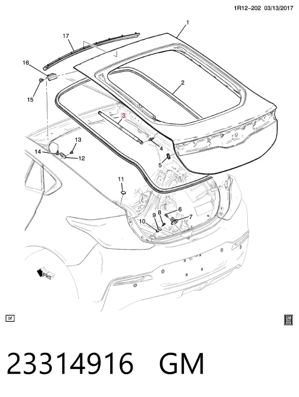 Амортизатор багажника 23314916 General Motors