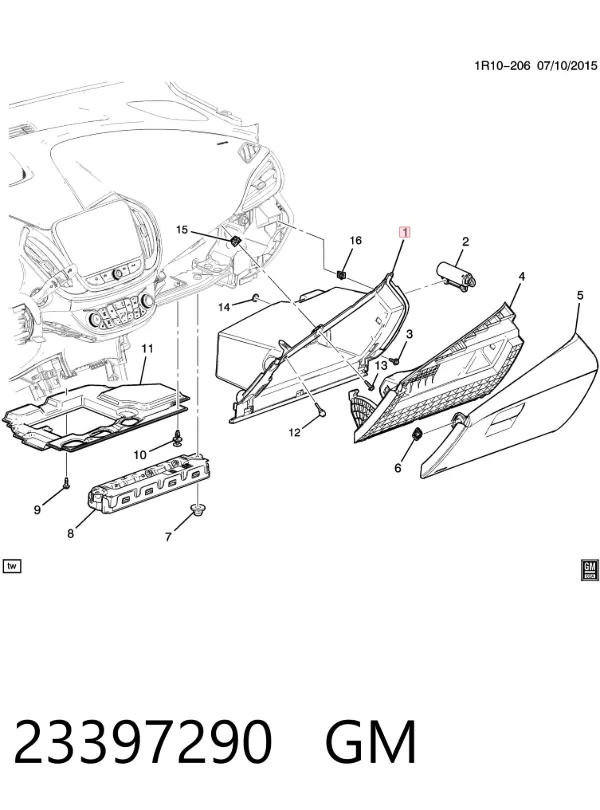 Ящик перчаточный (бардачок) 23397290 General Motors