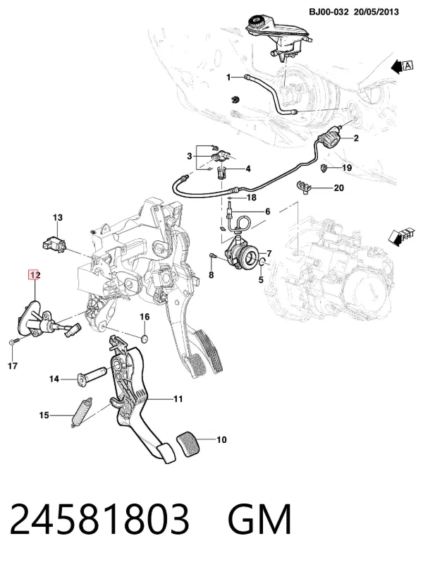 Главный цилиндр сцепления 24581803 General Motors