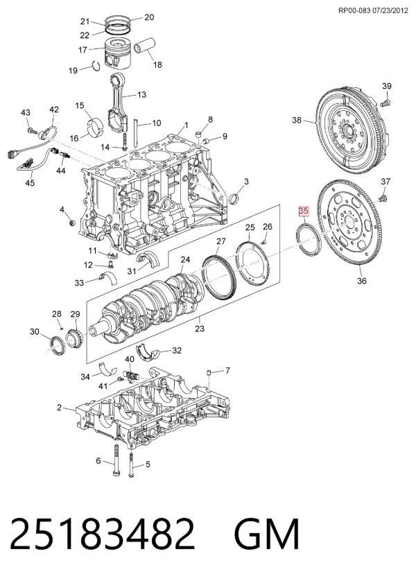 Сальник коленвала задний Opel Antara A