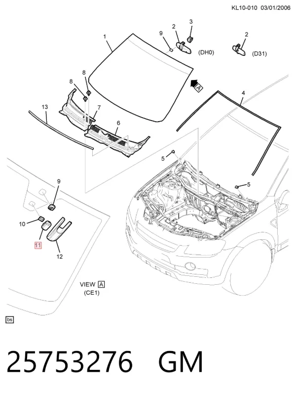 Датчик дождя 25753276 General Motors
