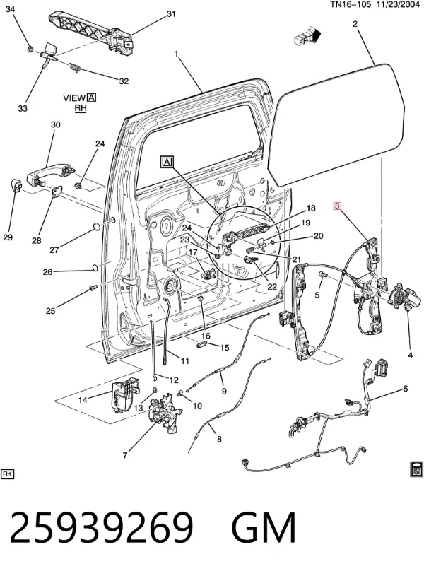 Стеклоподъемник передней правой двери 25939269 General Motors