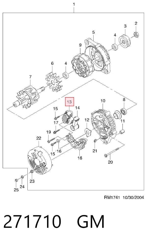 Реле генератора 271710 General Motors