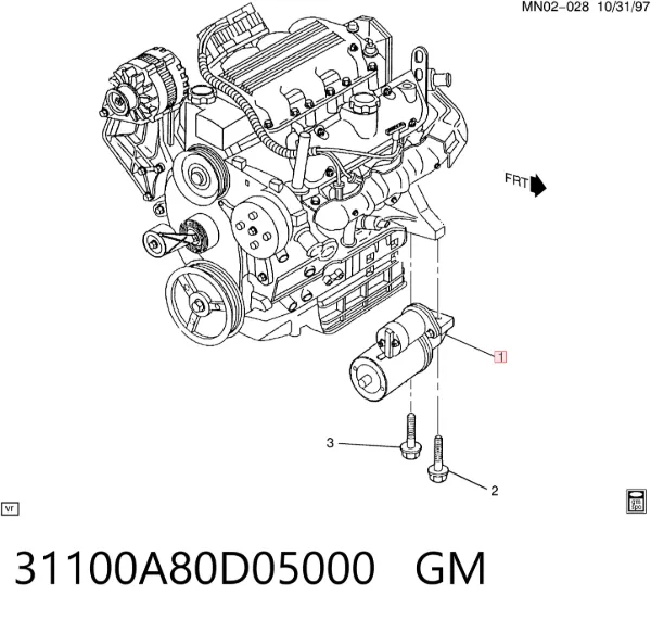 Стартер 31100A80D05000 General Motors