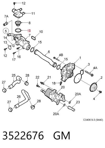 Прокладка водяной помпы GM 3522676