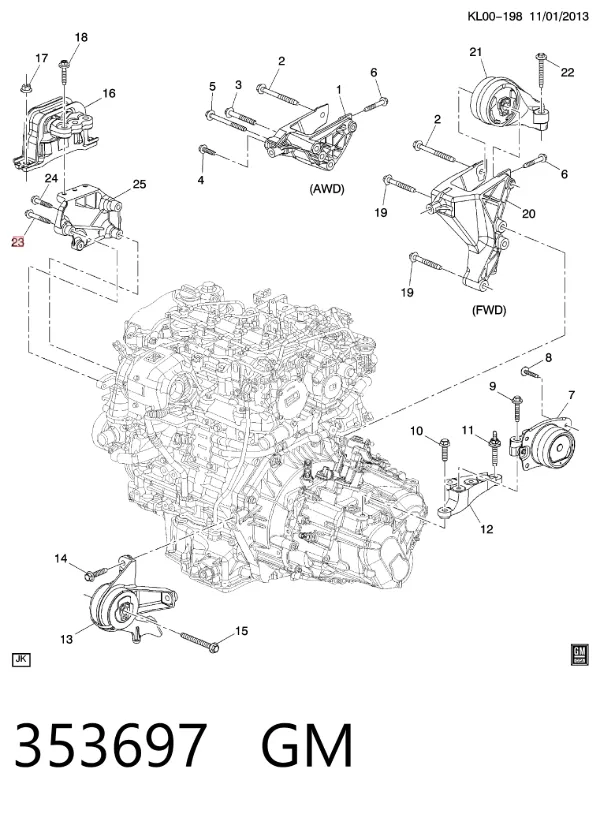 Болт крепления передней шаровой опоры к цапфе 353697 General Motors