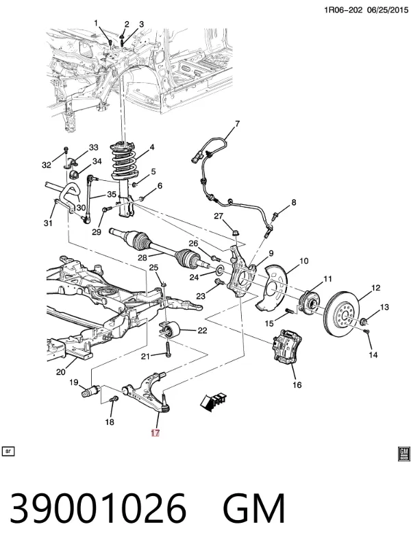 Нижний рычаг 39001026 General Motors