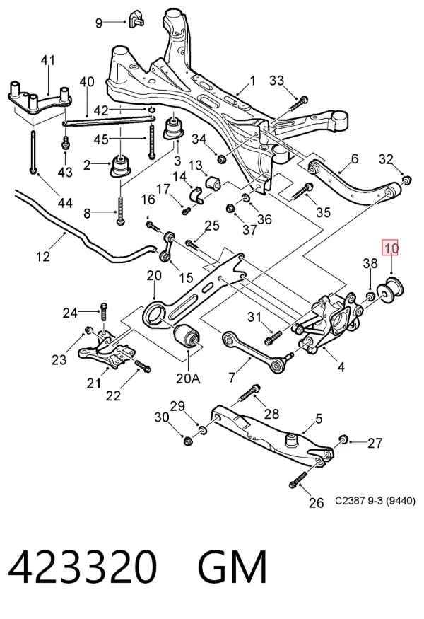 Сайлентблок цапфы задней 423320 General Motors