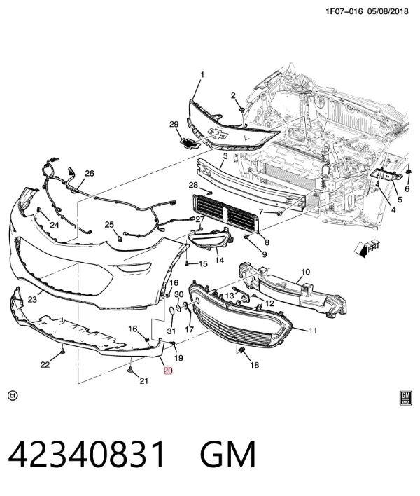 Защита бампера переднего 42340831 General Motors