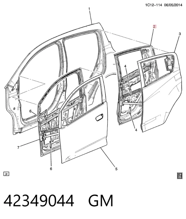 Дверь задняя левая 42349044 General Motors