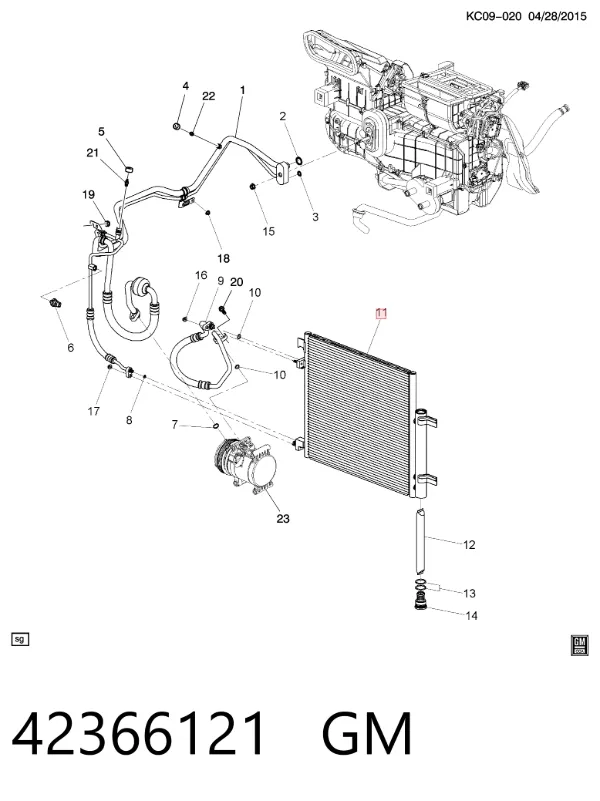 Радиатор кондиционера 42366121 General Motors