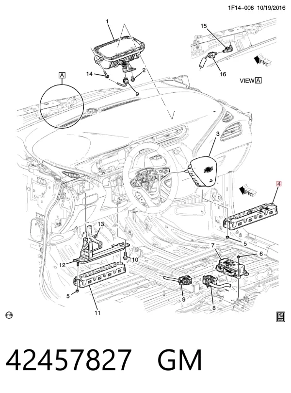 Подушка безопасности (AIRBAG) пассажирская, защиты коленей 42457827 General Motors