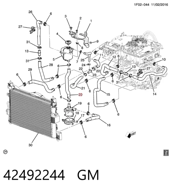 Шланг расширительного бачка нижний 42492244 General Motors