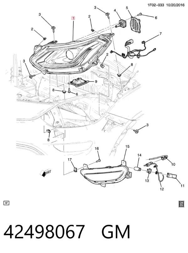 Левая фара 42498067 General Motors