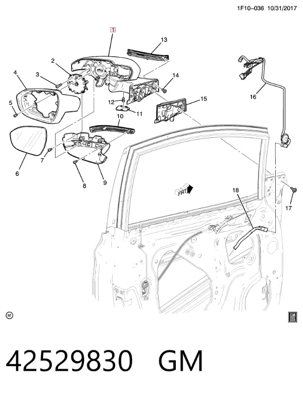 Левое боковое зеркало 42529830 General Motors